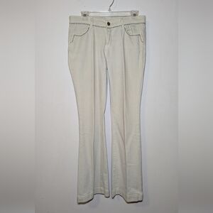 Bluejeanious Cream Studded Flare Jeans with Stretch Women's Size 27"